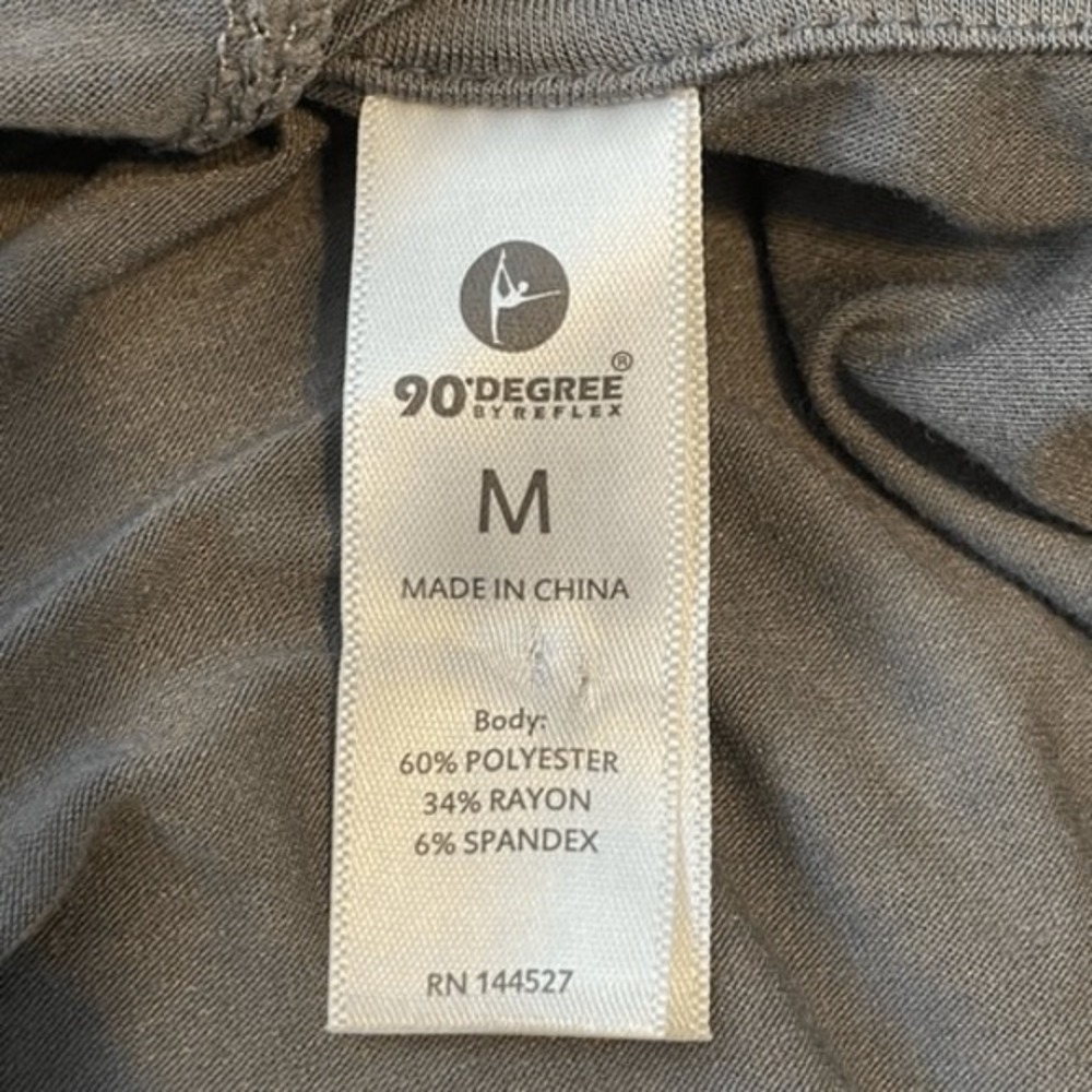 90 Degree by Reflex Funnel Neck‎ Hooded Tee Castlerock Gray Long Sleeve Athletic - Picture 7 of 9
